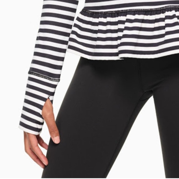 Kate Spade Stripe Ruffle Pullover Black/Cream - Picture 3 of 9